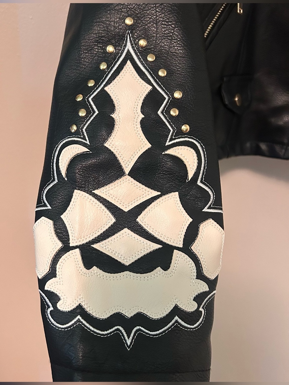 Stoosh Black Embellished Western Faux Leather Jacket - Picture 4 of 11